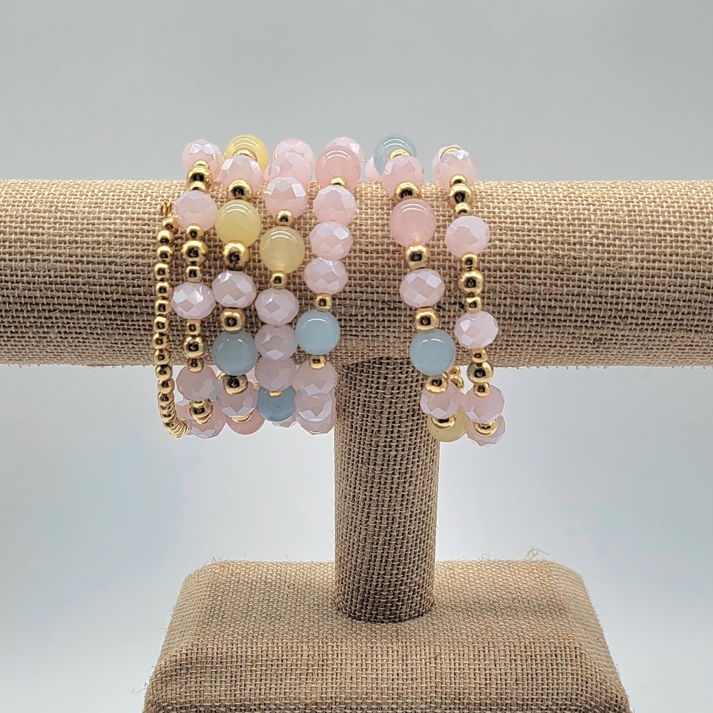 Hand Crafted Pastel Beaded Bracelet Set
